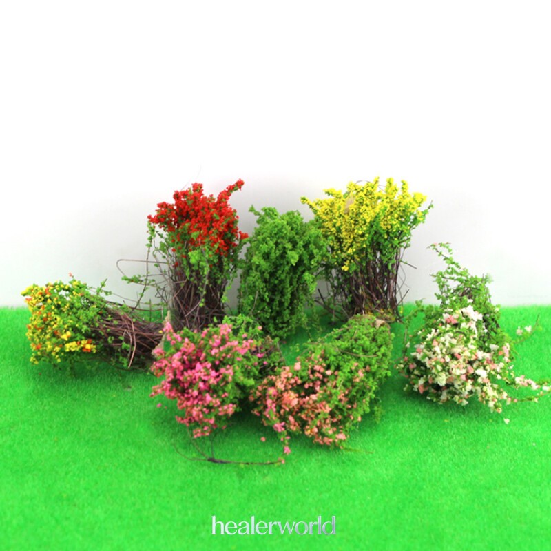 14PC HO/OO Scale Miniature Shrubs Flower Clusters Multicolor Plants Railway