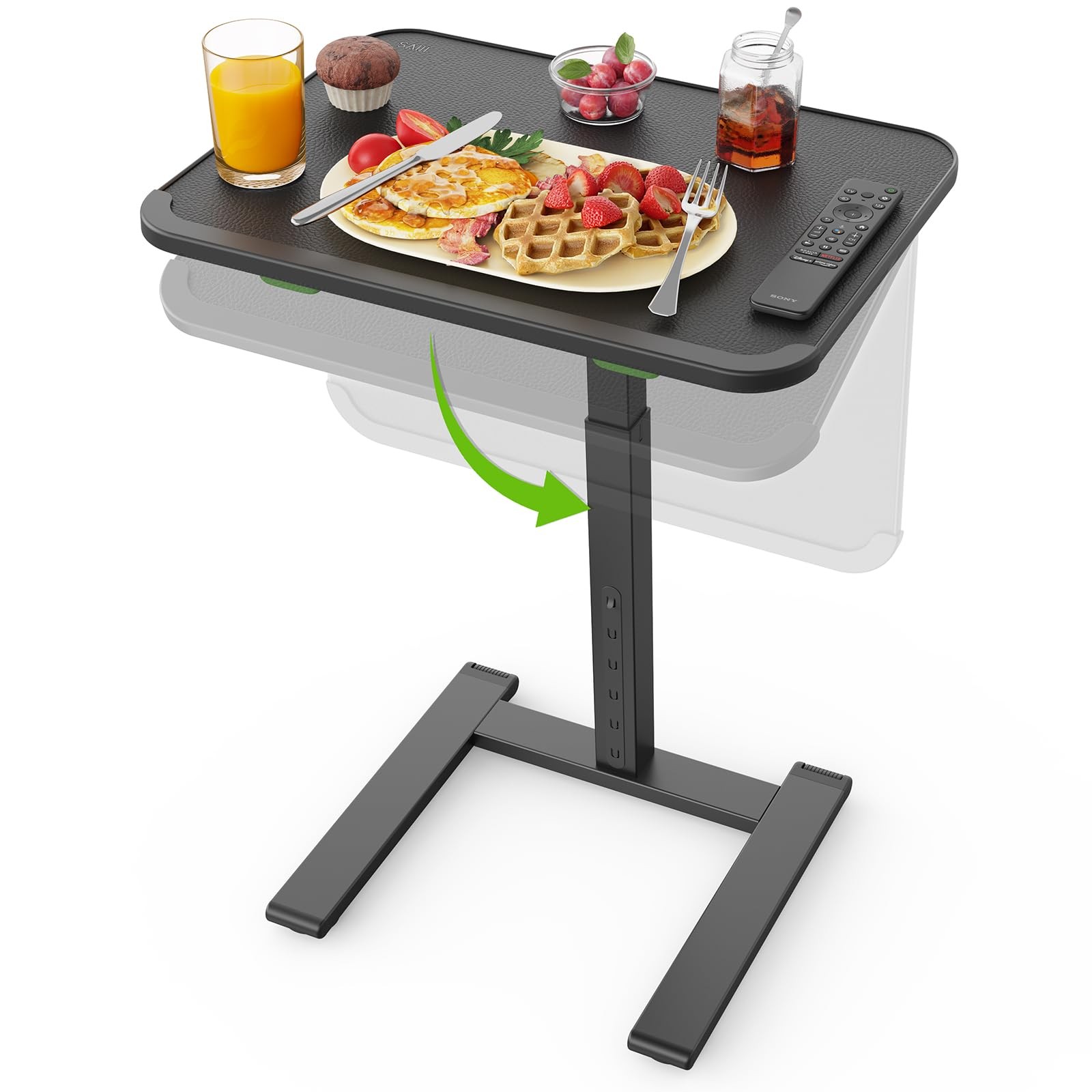 SAIJI Sturdy TV Tray Table with Wheels, Heavy Duty Metal TV Trays for Eating ...