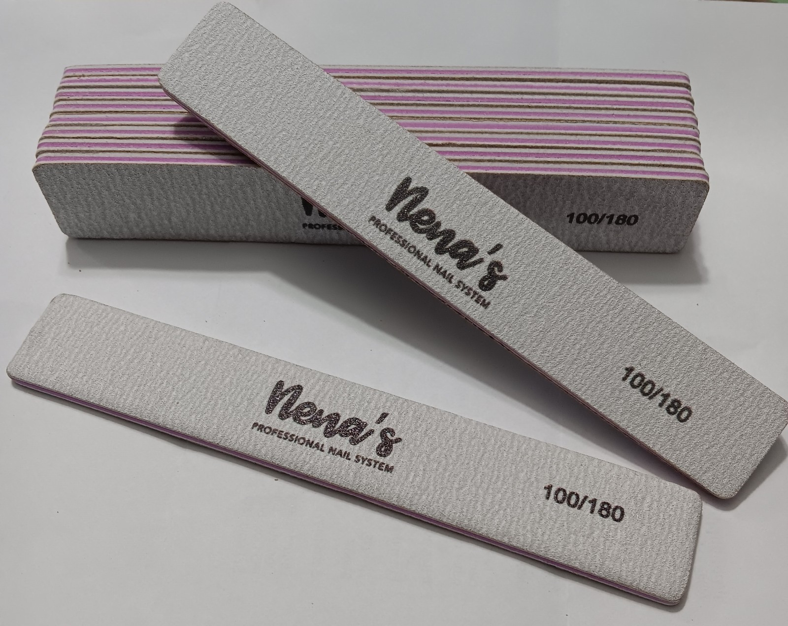 25 Pcs Rough Nail File 100/180 Grit, Heavy Duty Nail Files Acrylic/Natural