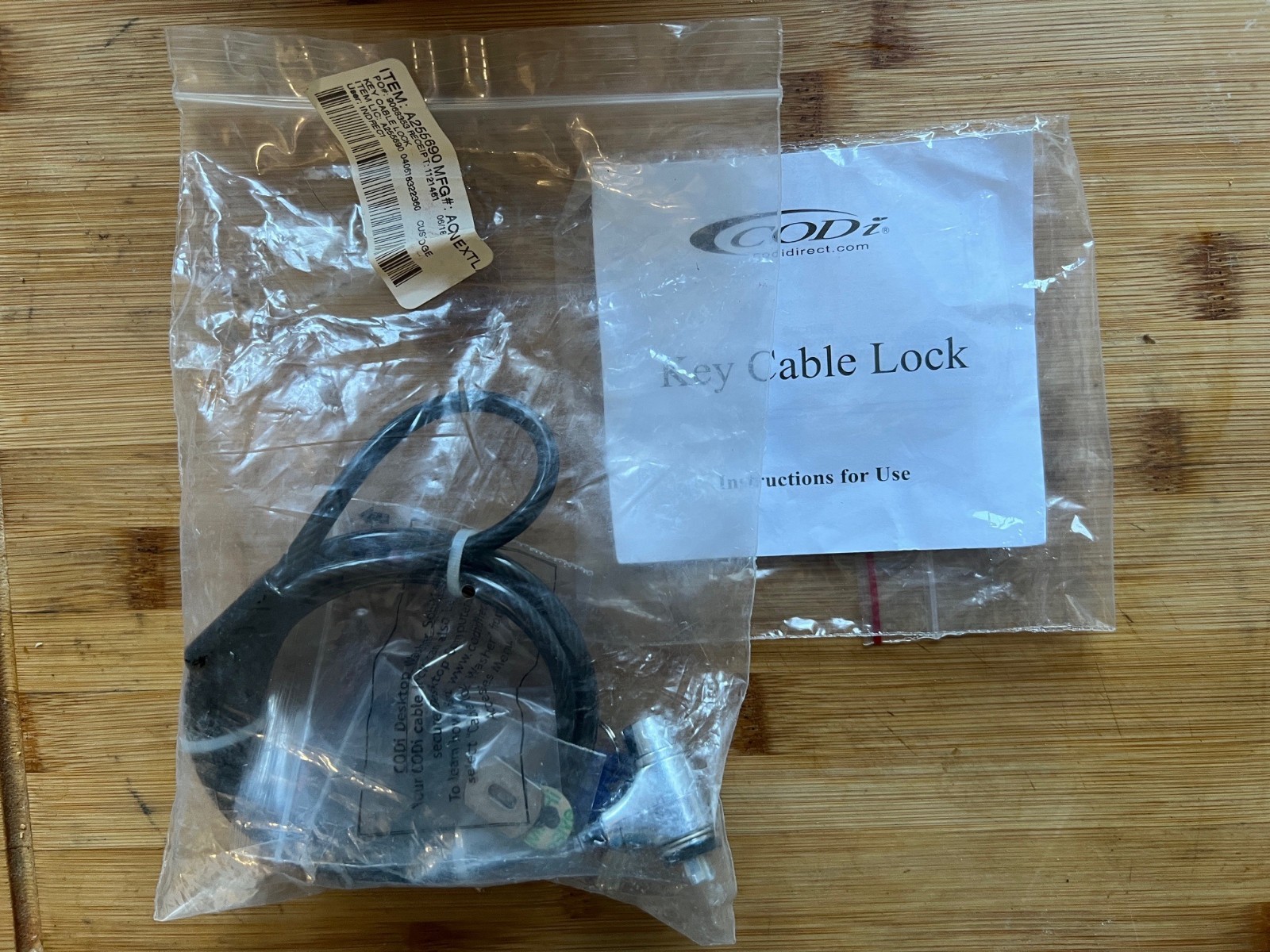 Codi Key Cable Lock w/Two Keys 6.5' length, Notebook, New