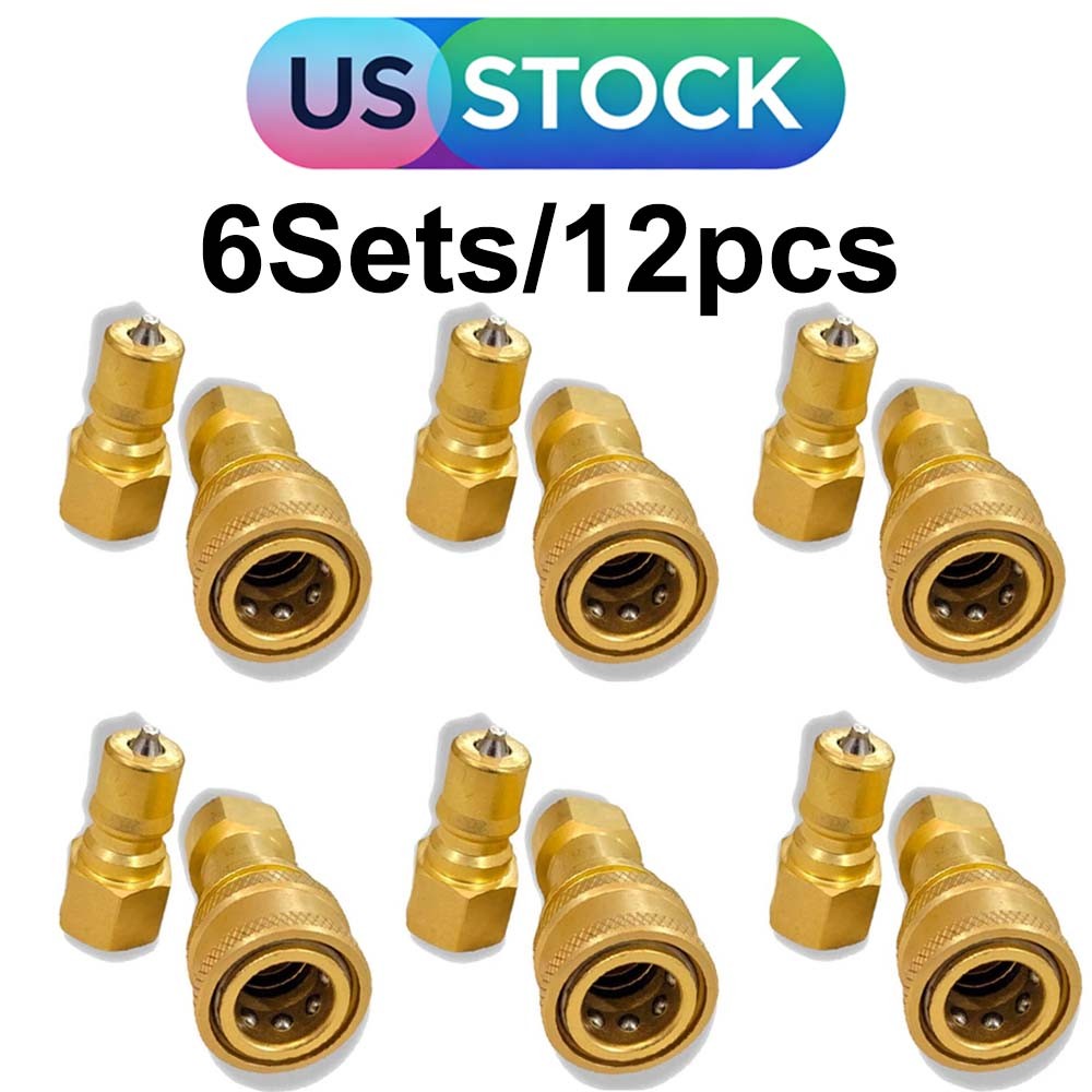 6Sets Carpet Cleaning 1/4" Brass Quick Disconnect Coupler for Wands Hose USA