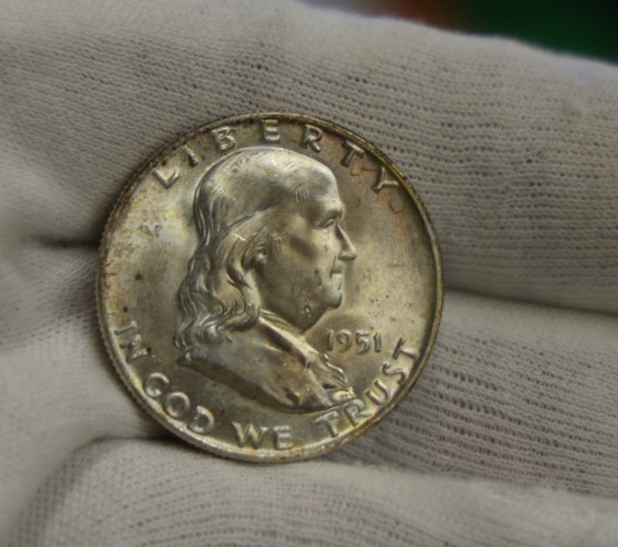 1951 D US Franklin Silver Half 50c Nice Unc