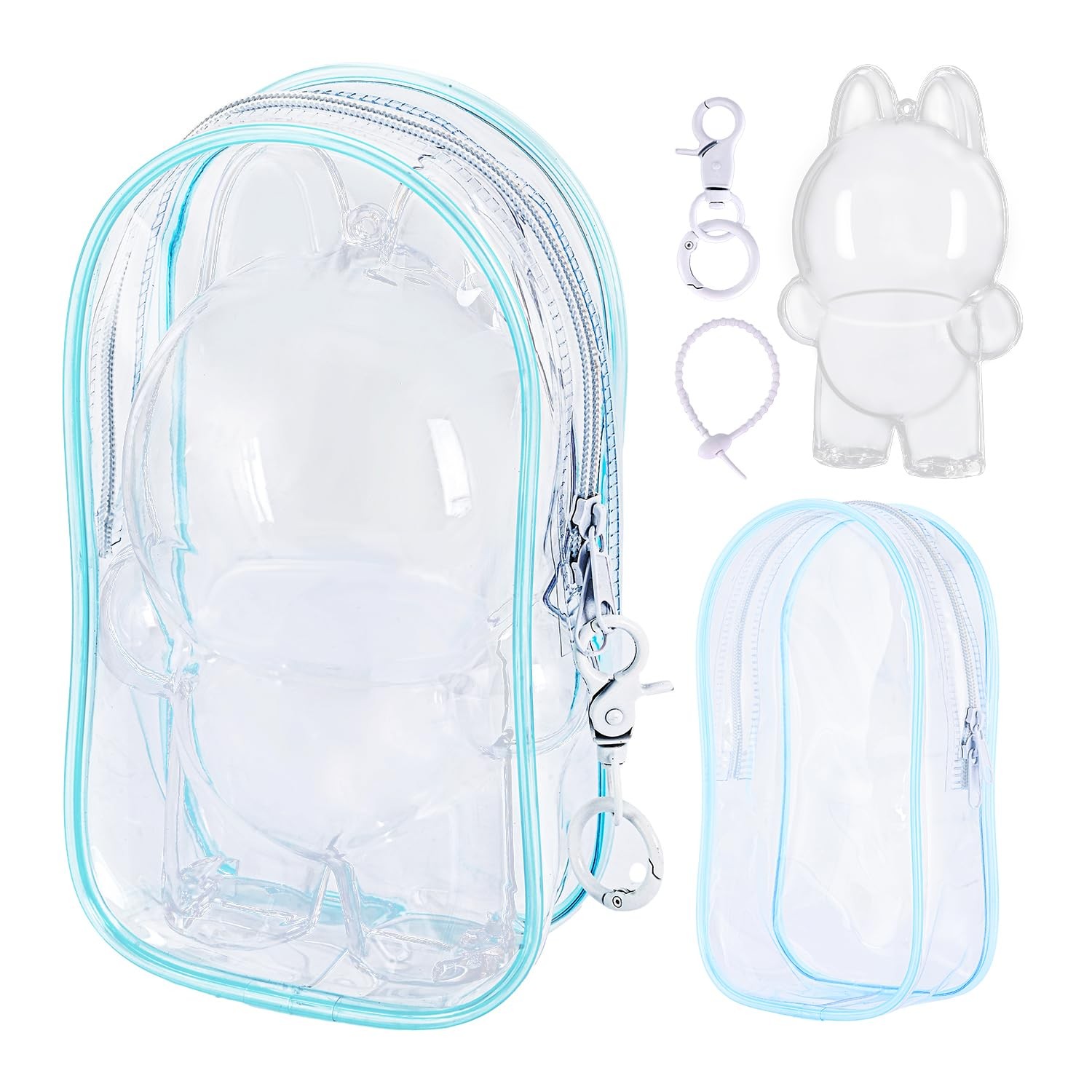 2PCS Protective Case Compatible with LABU Doll,Storage Pouches PVC Bag