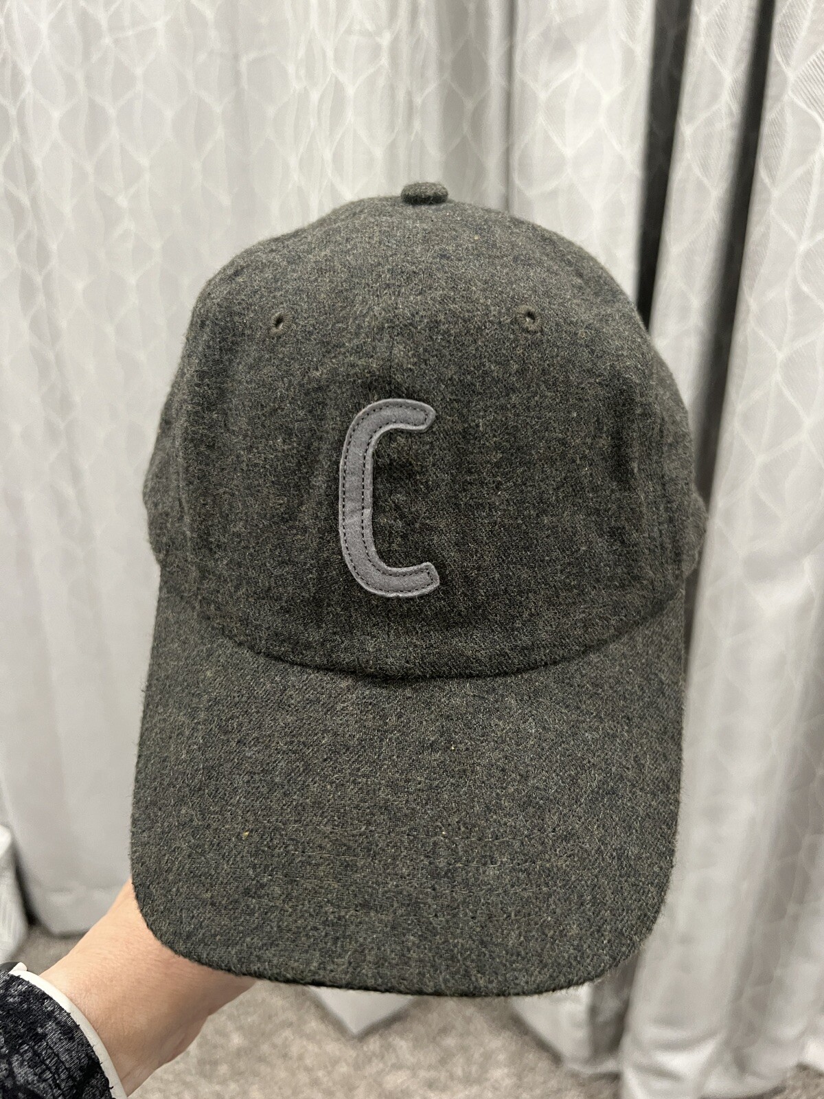 Cricket Gray Cotton Flannel Hat Cap with C on Front and Croquet on the back. Adj