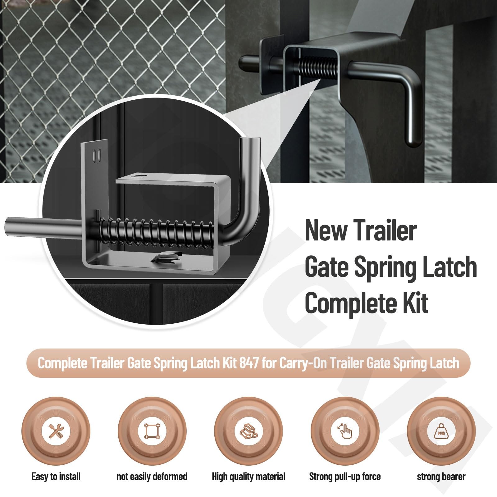 2 Pack Trailer Gate Spring Latch Complete Kit 847 for Carry-On Trailer Gate S...