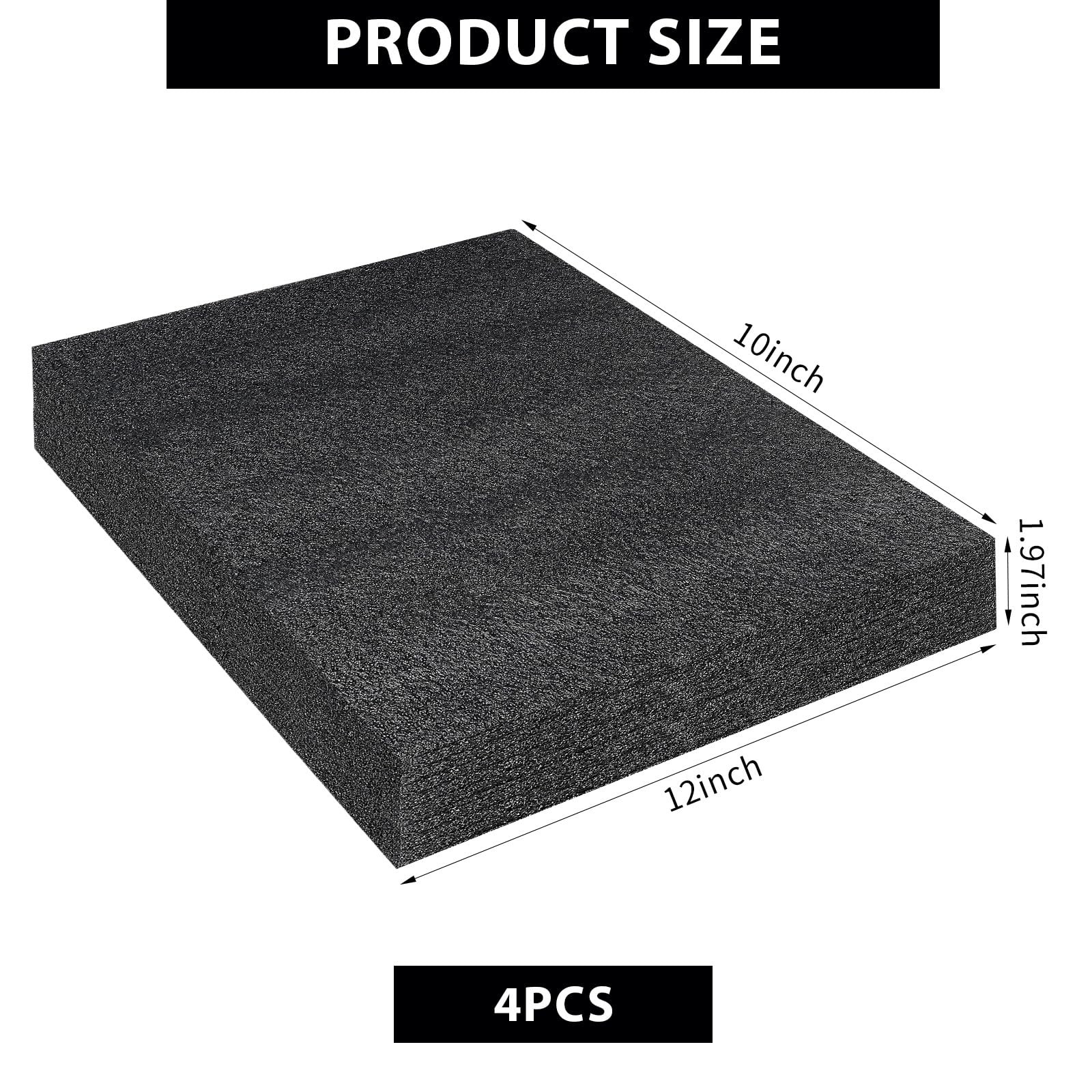 4 PCS Polyethylene Foam Sheet 12x10x1.97 Inch Black Block Insert Packing