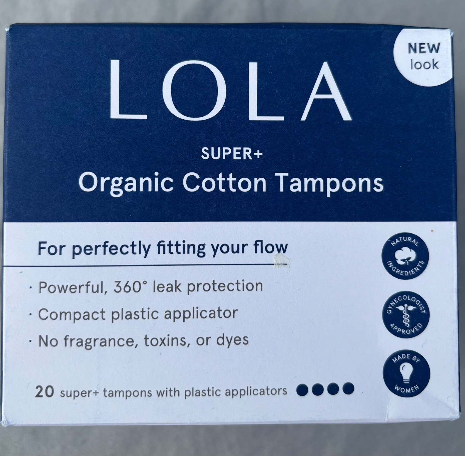 New Compact LOLA 20 Super+ Tampons 100% Organic Cotton Unscented Exp 03/2027