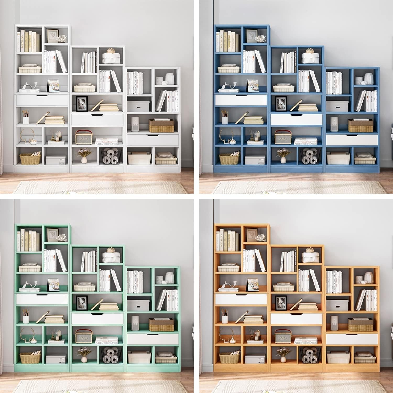 Wooden Open Shelf Bookcase 51" Height Freestanding Display Storage Cabinet