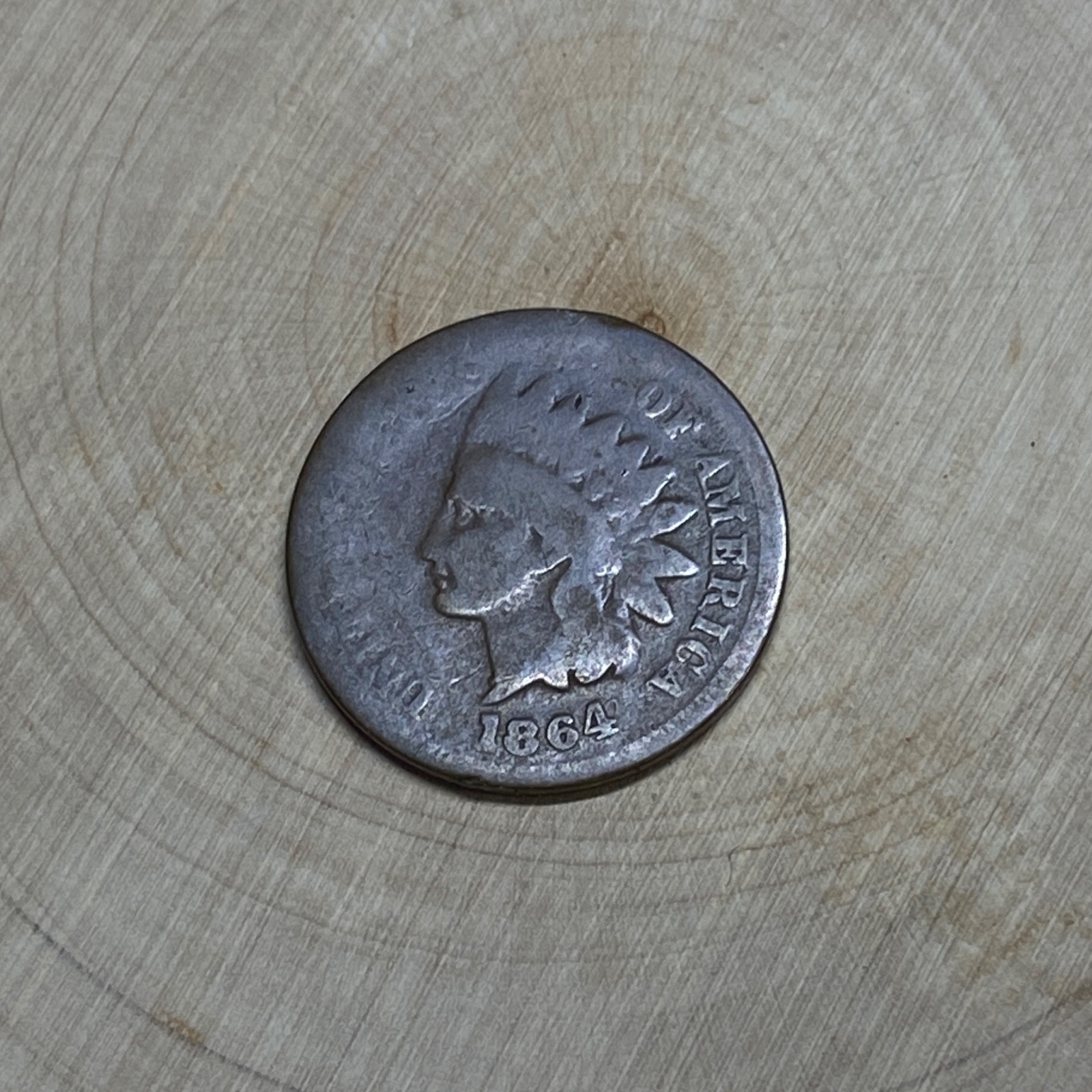 1864 Indian Head Cent - Well Worn, Starter Coin