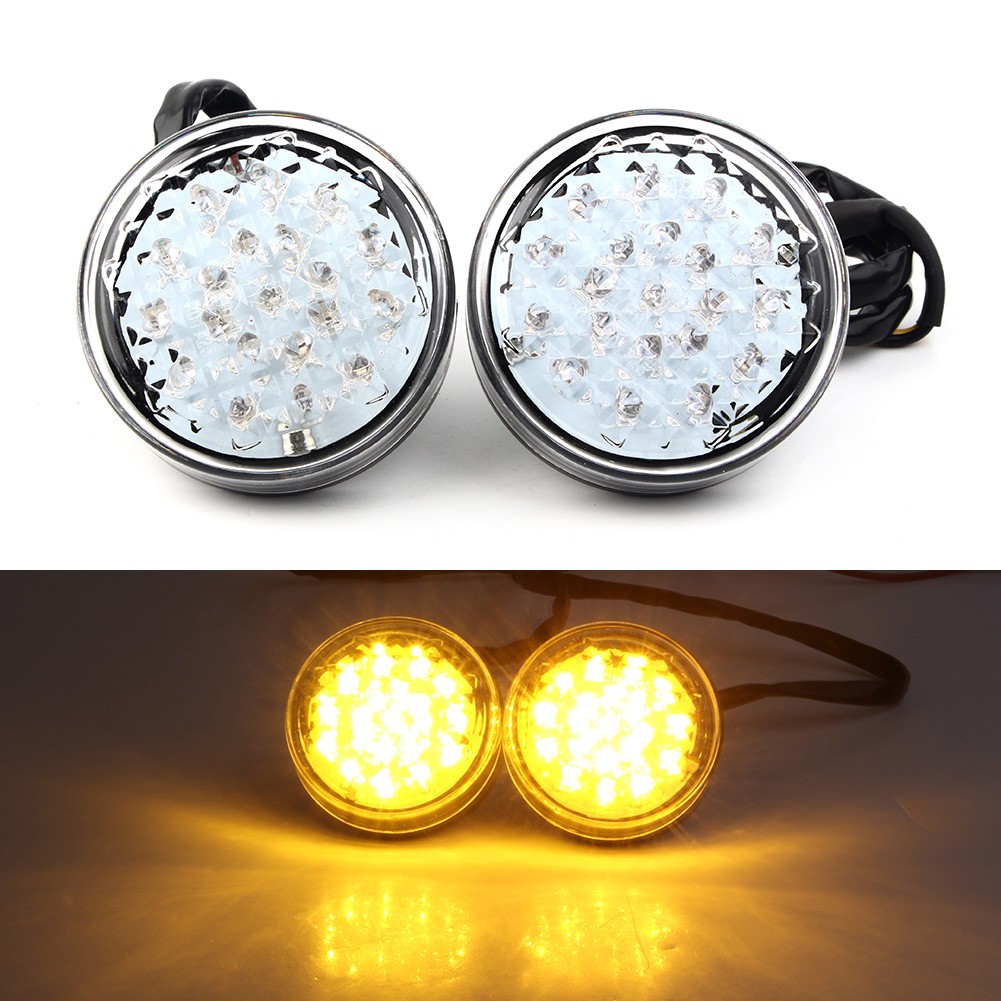 Clear LED Motor Round Smoke Turn Signal Indicator Blinker Light Lamp Amber 12V