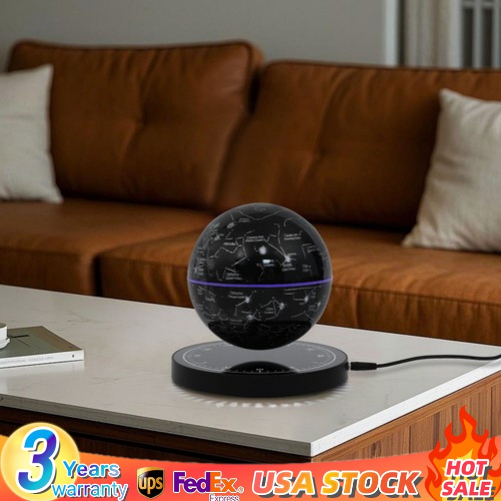 Illuminated Magnetic Levitating Globe w LED Floating Globe Auto-Rotating Globe