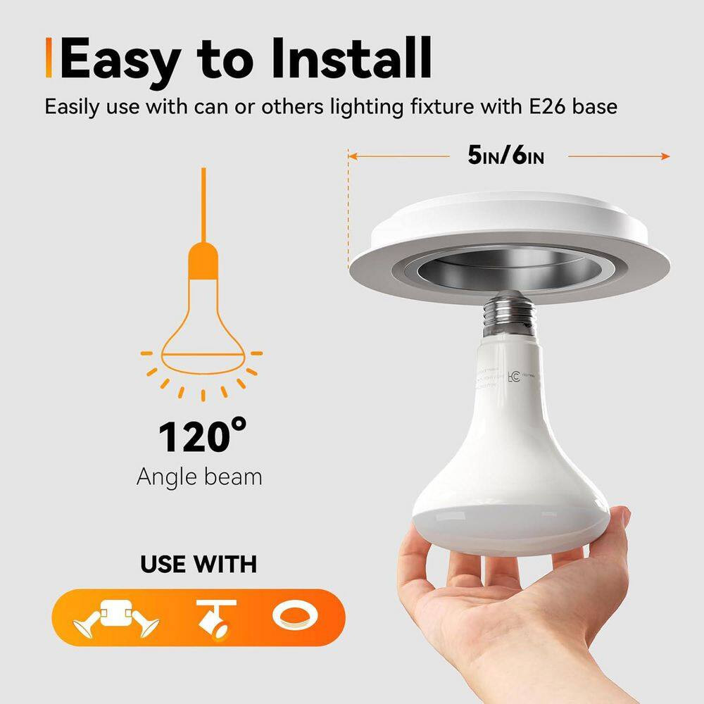 12 Pack BR30 Light Bulb, 65W Equivalent Dimmable Led Recessed Lights Bulb,2700K
