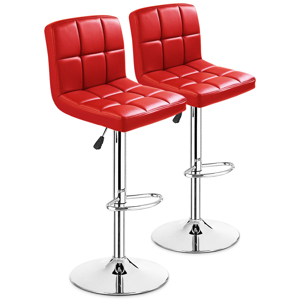 Topbuy Modern Square PU Leather Adjustable Swivel Barstools,Set of 2