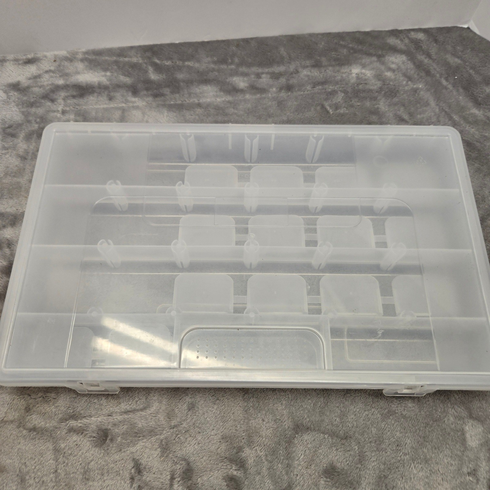 Rimax Clear Plastic Multi Compartment Storage Box Adjustable Dividers Organizer