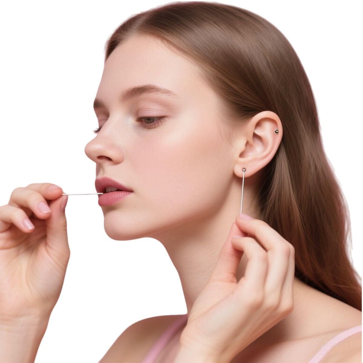 Piercing Cleaning,Piercing Aftercare Kit with 240pcs Floss & 15ml Solution