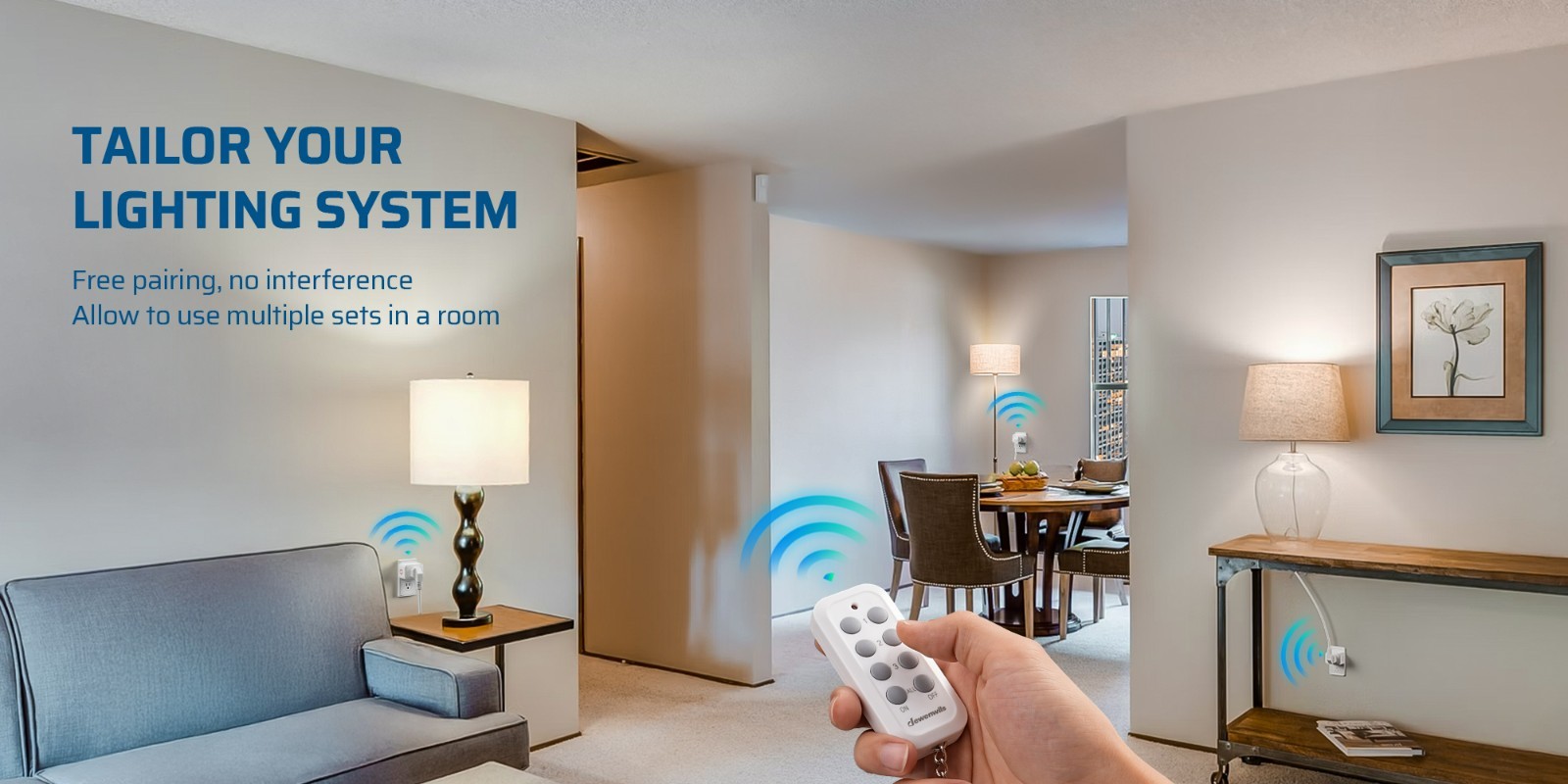DEWENWILS Wireless Remote Outlets (3 Outlets + 1 Remote) - 100ft RF,UL