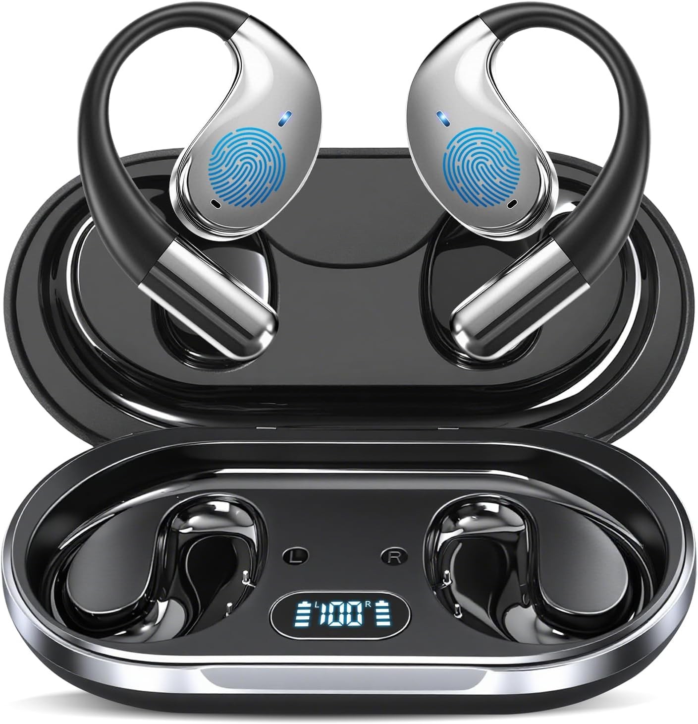 Ultra Ergonomic Open Ear Earbuds, Bone Conduction Over The Bluetooth Headphon...