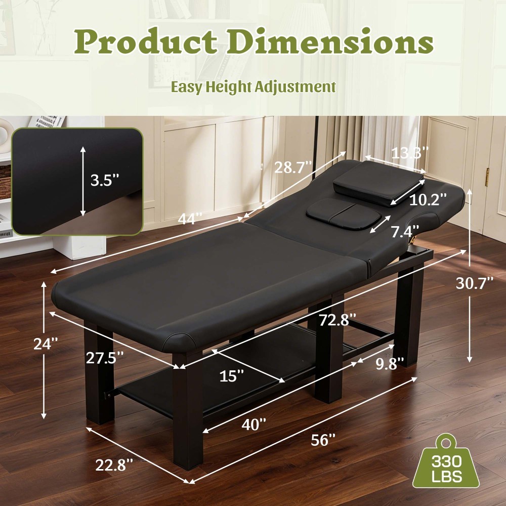 Professional Massage Table Adjustable Backrest Heavy Duty Waterproof PU Leather