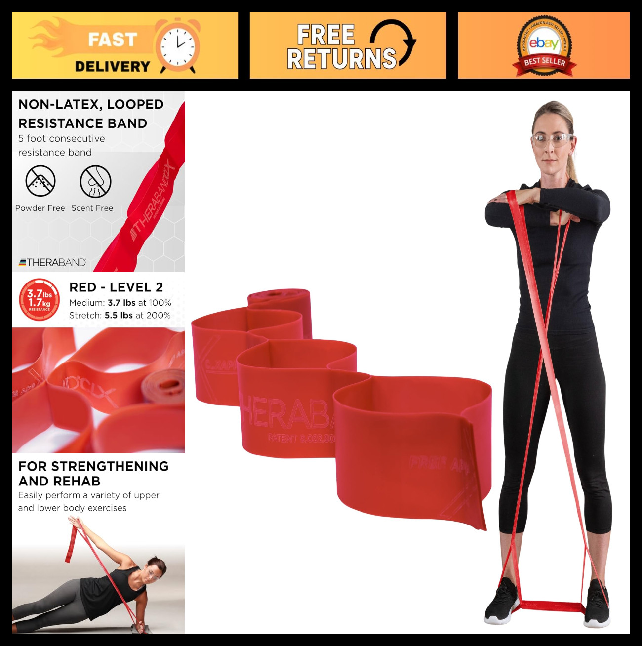 5-Foot Resistance Band with Loops - Versatile CLX Exercise Band for Strength Tra