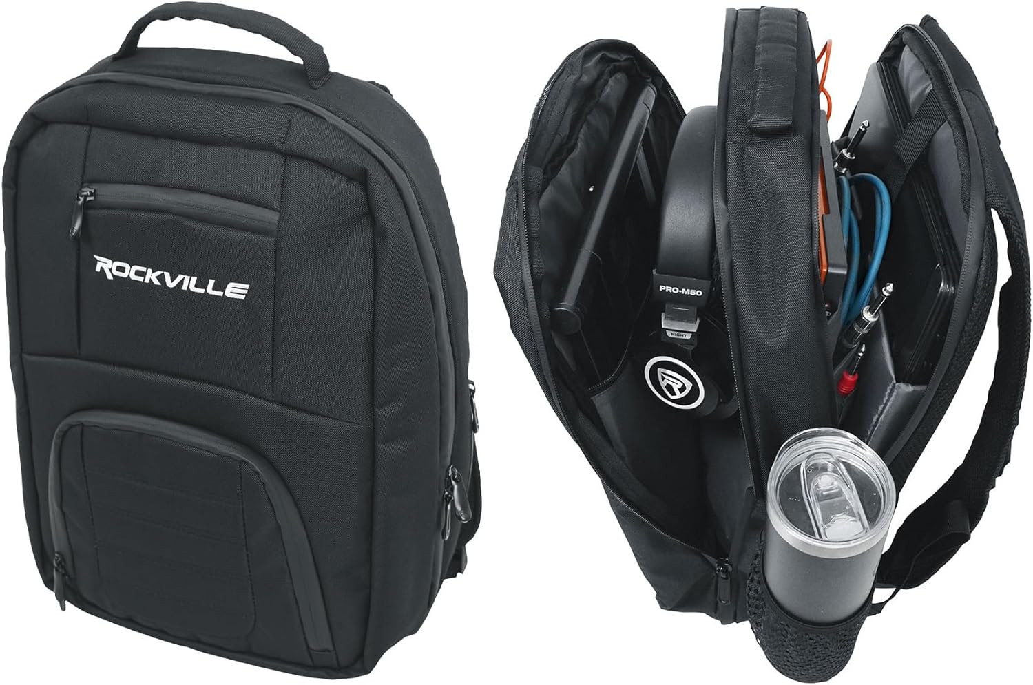 DJBP24 Rugged DJ Backpack, 11 Compartments, Fits Two 17" Laptops, YKK Zippers, W