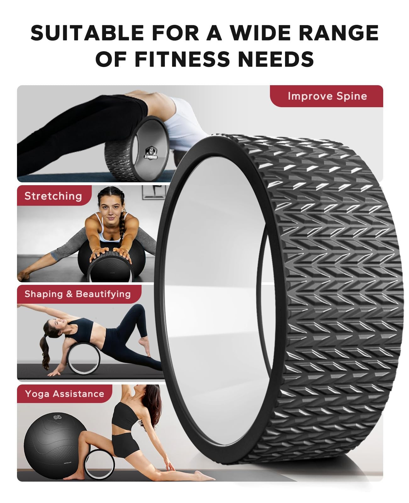 HAPBEAR Back Roller & 26" Ball Set: Spine Align, Core, Full Body Workout