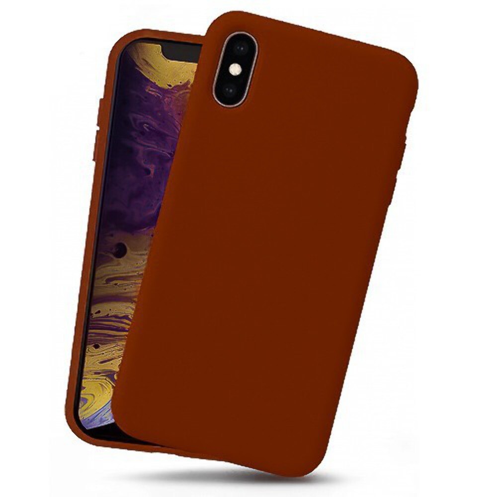 New Slim Liquid Silicone Gel Rubber Shockproof Case BROWN for iPhone X, Xs