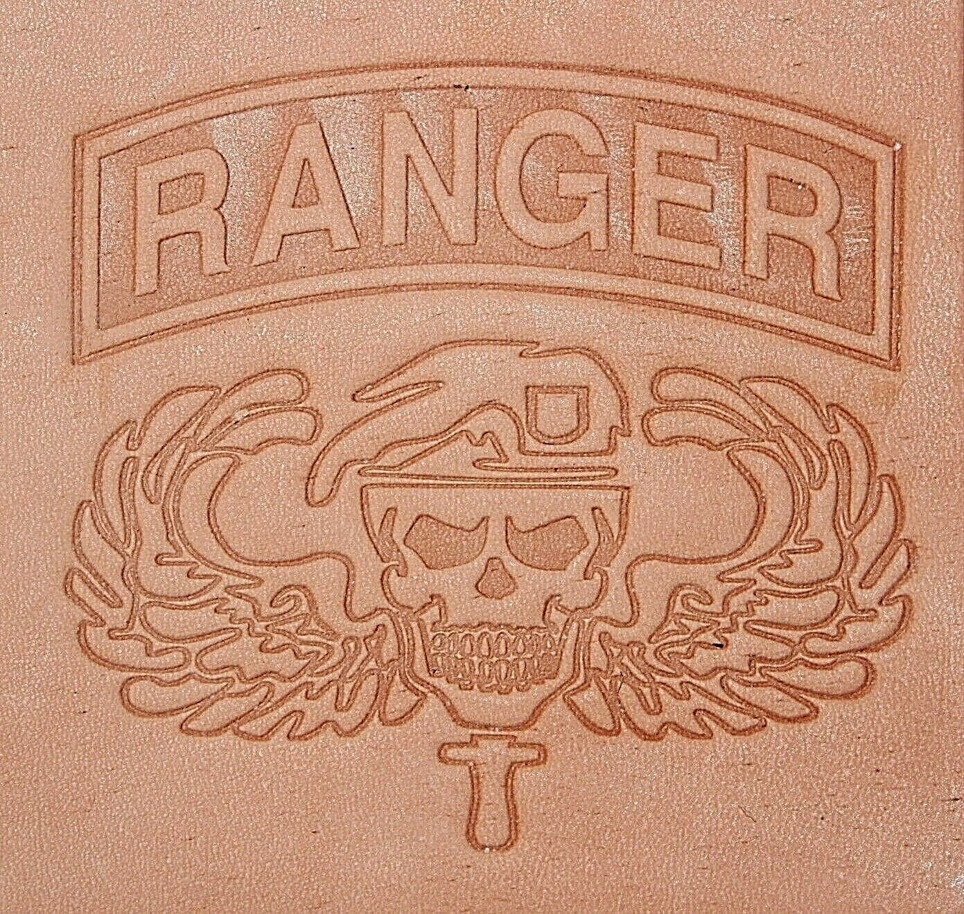 ACRYLIC Leather Embossing Stamp - ARMY RANGER SKULL - for Veg Tanned Leather