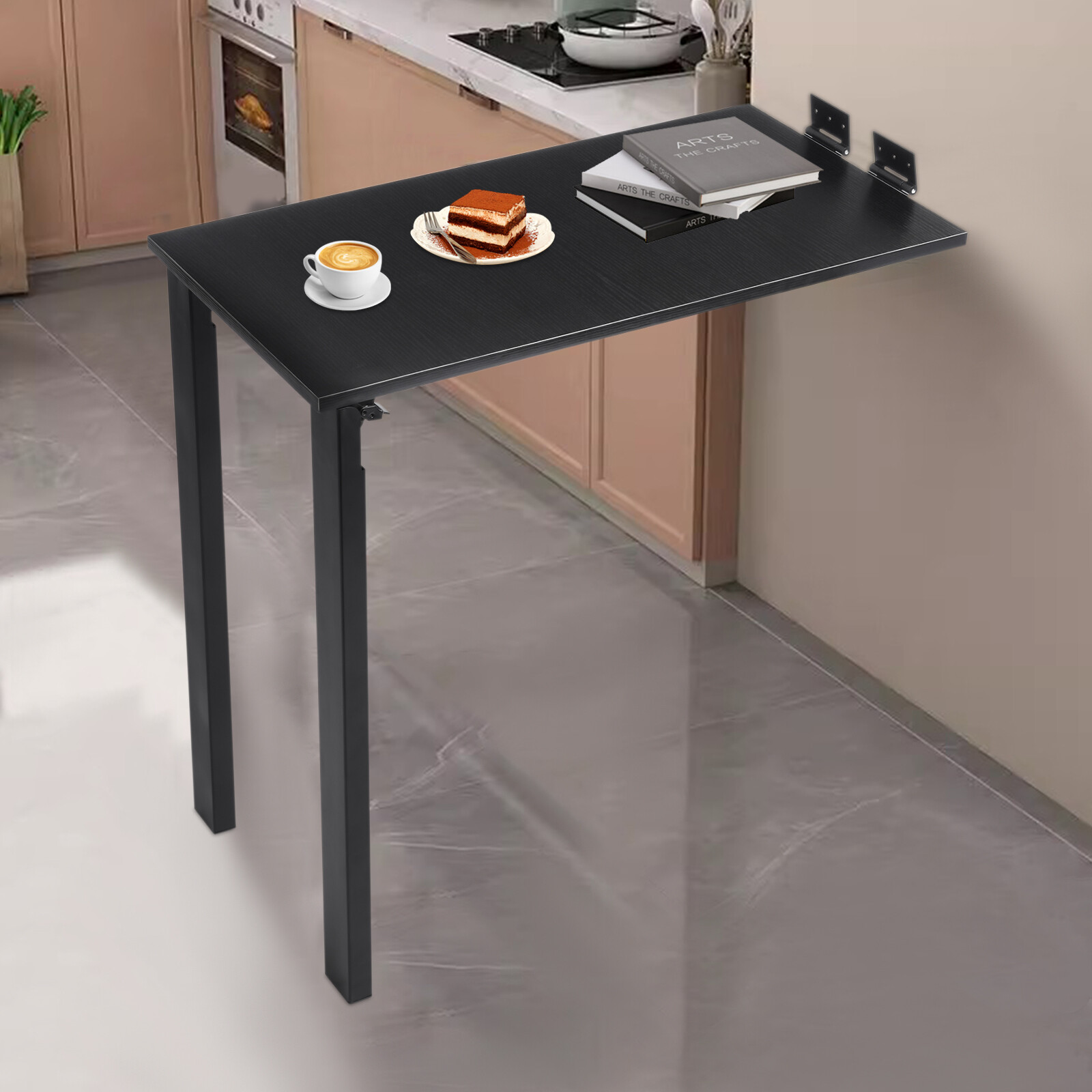 75*40cm Black Folding Dining Table Wall Mounted Folding Table For Home Offices