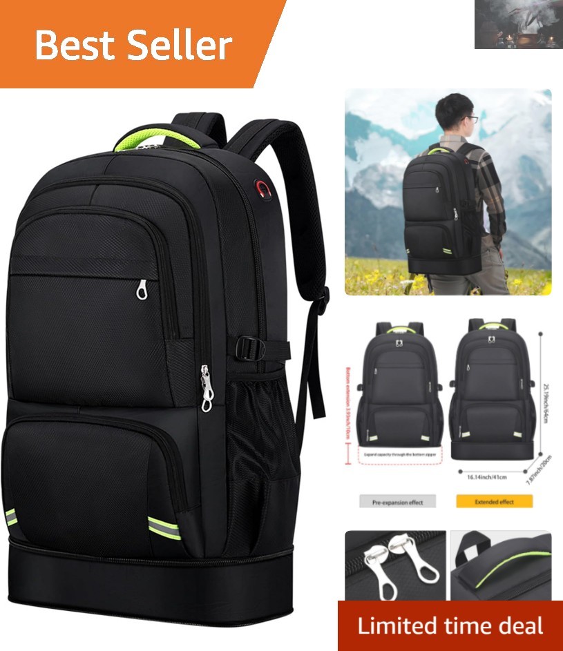 65L Expandable Men’s Daypack - Comfortable Waterproof Backpack for Outdoor Use
