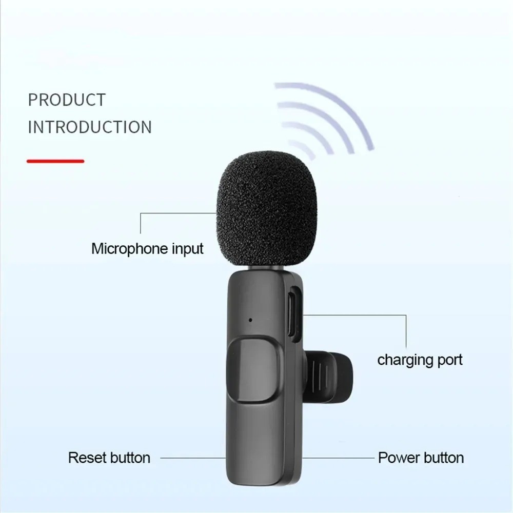 Lavalier Microphone Wireless Audio Video Recording Mini Mic For Android / iPhone