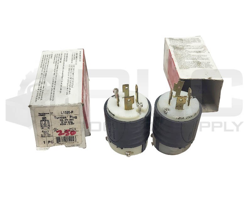 LOT OF 2 NEW PASS & SEYMOUR L1520-P TURNLOK PLUG 20A 3PH 250V 3P *READ*