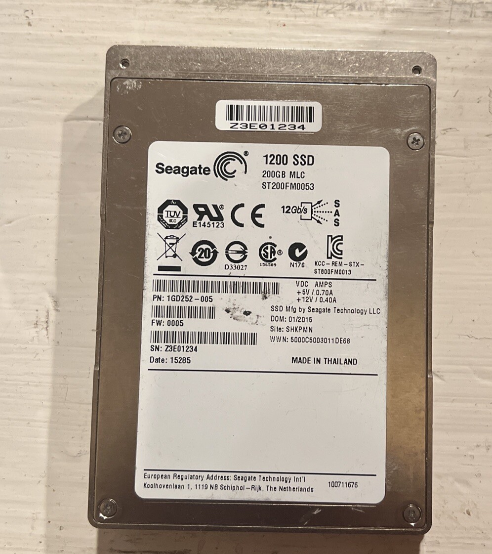 SEAGATE ST200FM0053 200GB 2.5 SAS SSD 1GD252-007,GRADE A