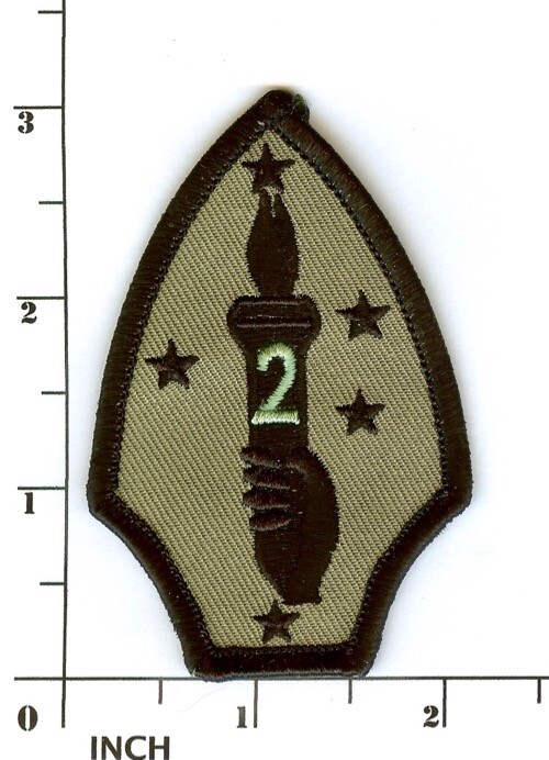 USMC 2nd Marine Division subdued OD w/black edge PATCH 2d MarDiv subd OD Marine