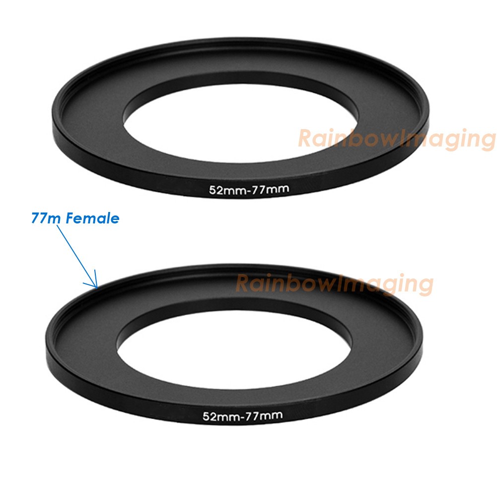 (2 Pcs) 52-77mm 52mm to 77 mm Metal Step Up Lens Filter Ring Adapter