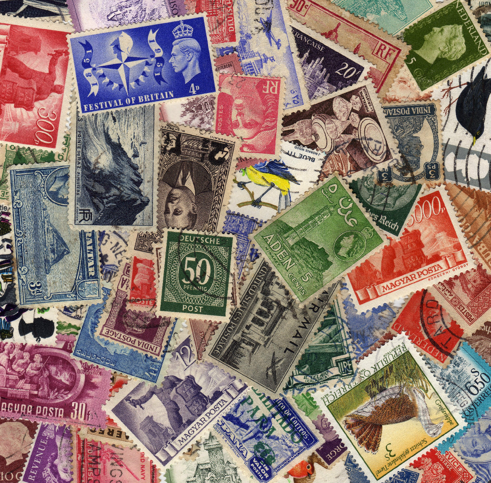 100 World Stamps- All Different Good Age/Country Mix