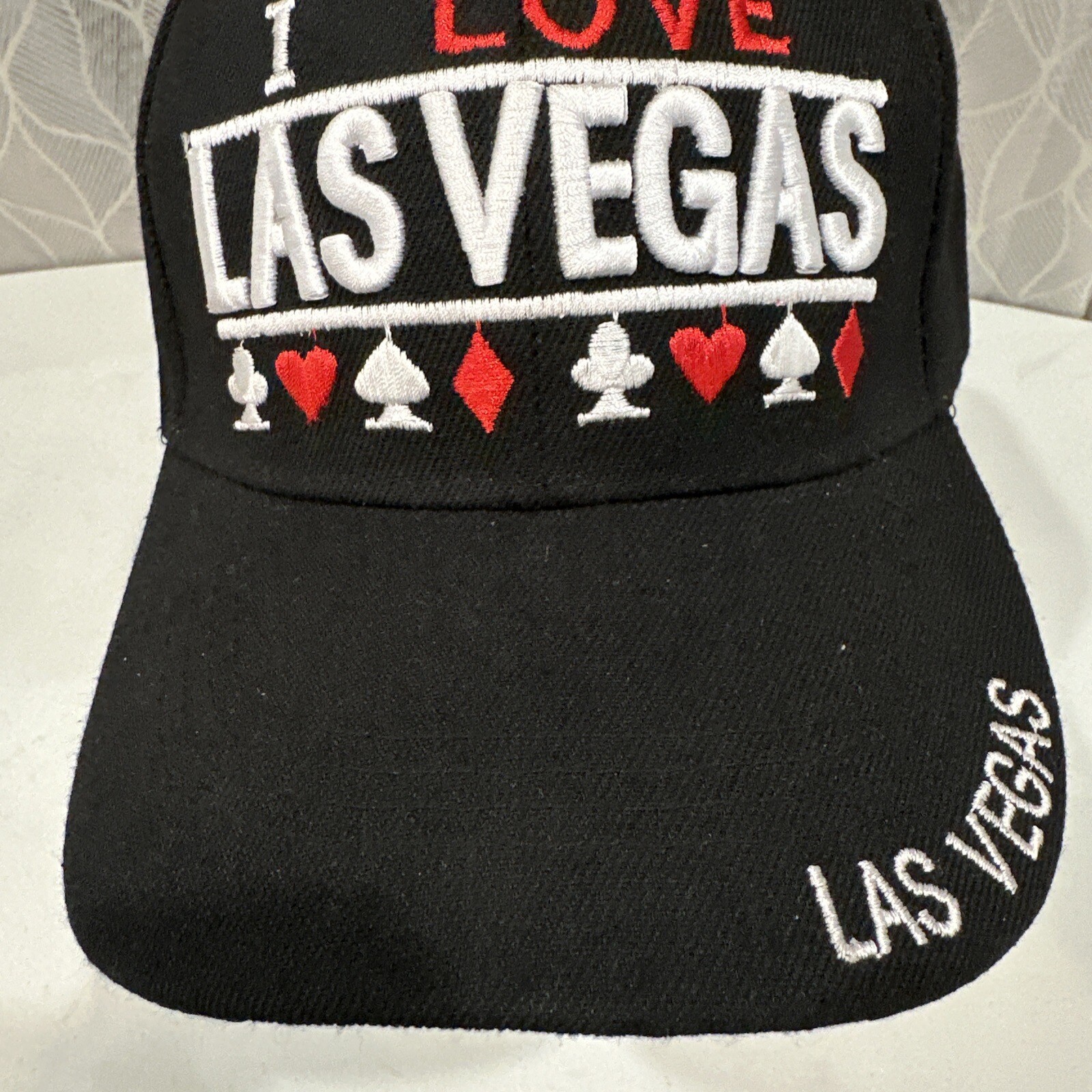 I Love Vegas Black Hook and Loop Strap Hat