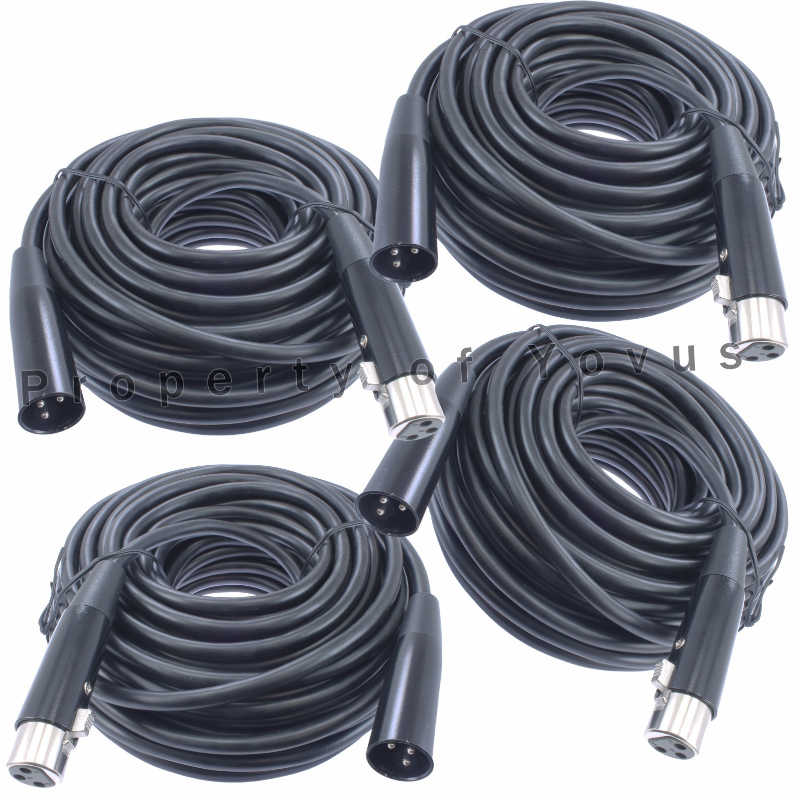 4pack 50 foot feet xlr male to female shielded mic cables powered speaker cords