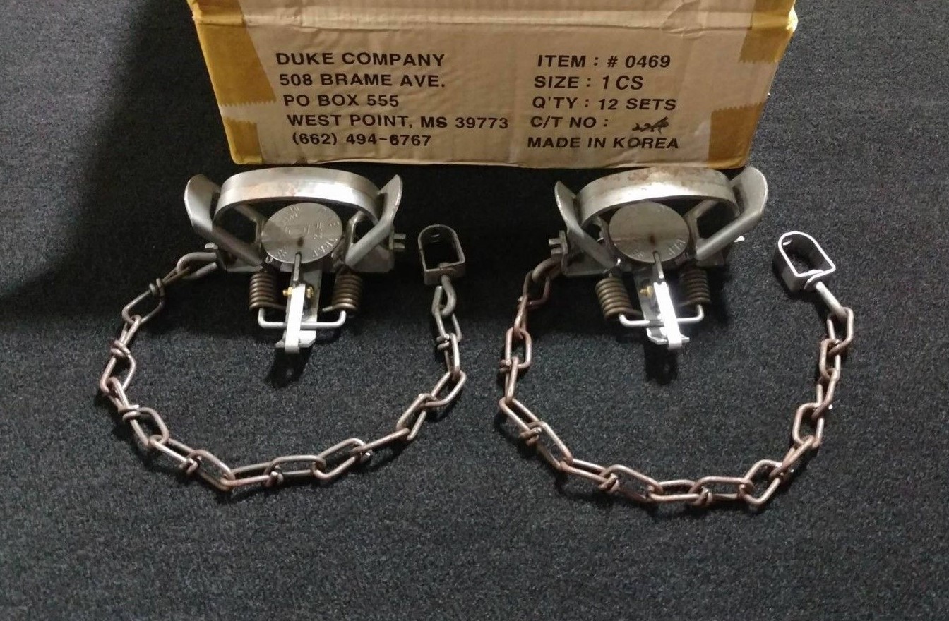 2 Duke # 1 Coil Spring Trap Raccoon Muskrat Nutria Rabbit 0469 Survival Trap