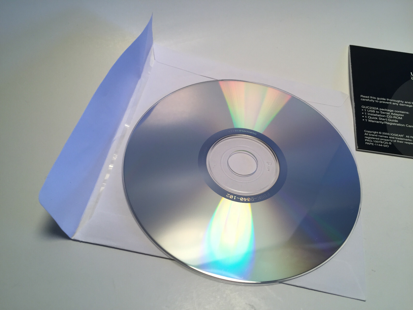 IOGEAR USB to Serial adapter installation CD with GUC232A quick start guide