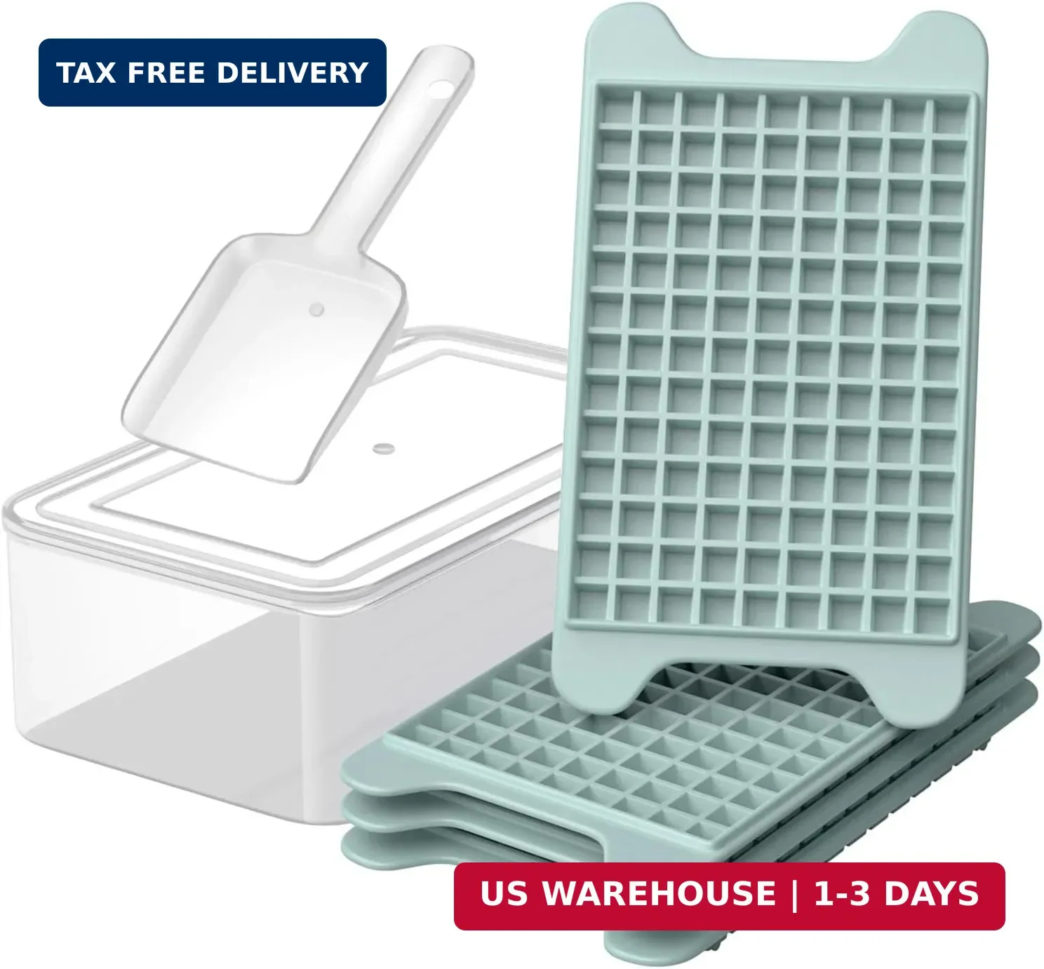 Mini Ice Cube Tray for Freezer: GGUW Nugget Ice Cube Tray with Bin - Crushed Ice