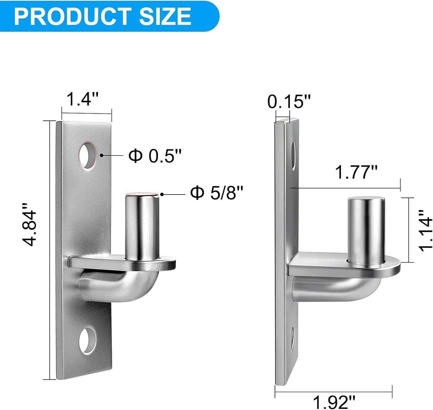 Easy Install Heavy Duty Wall Plate Gate Hinges - 2 Pack for Farm & Chain Link
