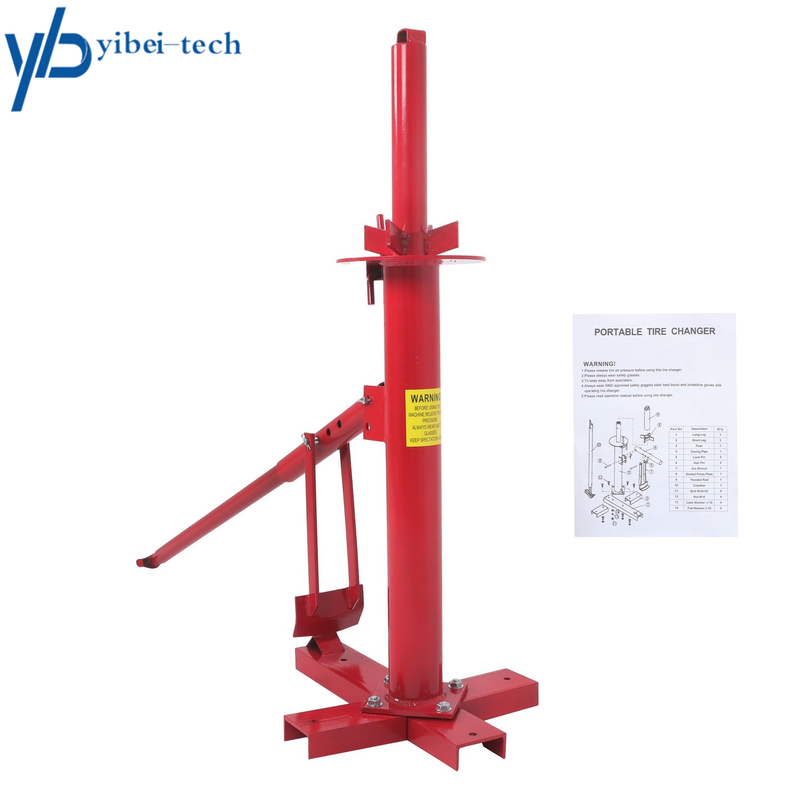 Portable Hand Bead Breaker Mounting Tool for 8" to 16" Tires Manual Tire Changer