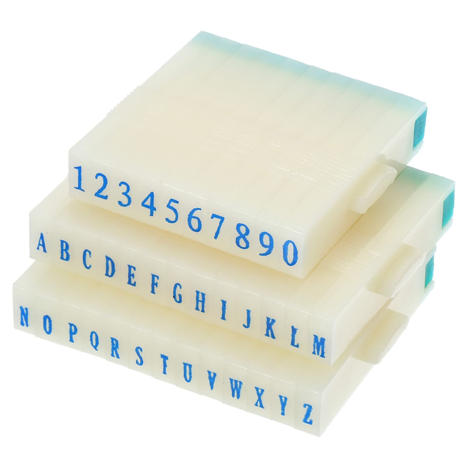 PATIKIL Detachable Number Letter Stamp, 4mm 37*8.5*3.5mm, Blue, Green, White