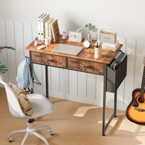 32" Home Office Computer Desk with Drawers, Small Gaming Writing Table, Storage