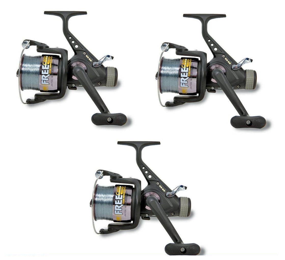 3 x Lineaeffe Freespool Carp Fishing Reels Bait Switches Freecarp 60