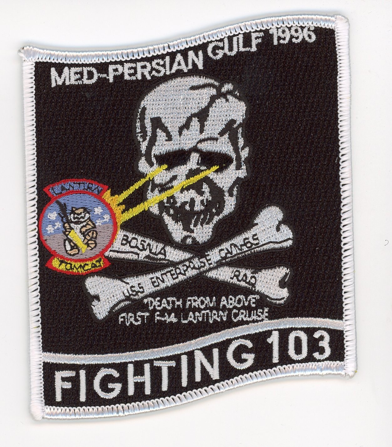 PATCH USN F-14 TOMCAT VF-103 JOLLY ROGERS MED-PERSIAN GULF 1996 IRON ON PARCHE