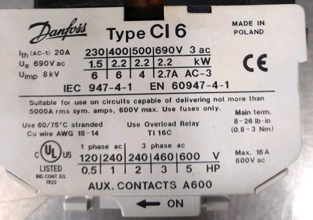 Danfoss IEC-947-4-1 Contactor Loc4E26