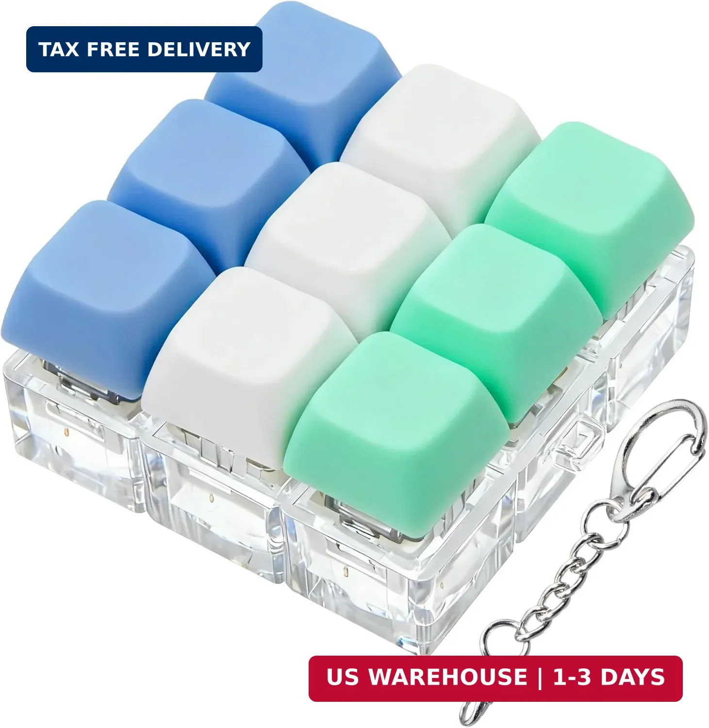 Keyboard Fidget Toy, Keyboard Fidget Keychain 9-in-1 Keyboard Decompression Butt