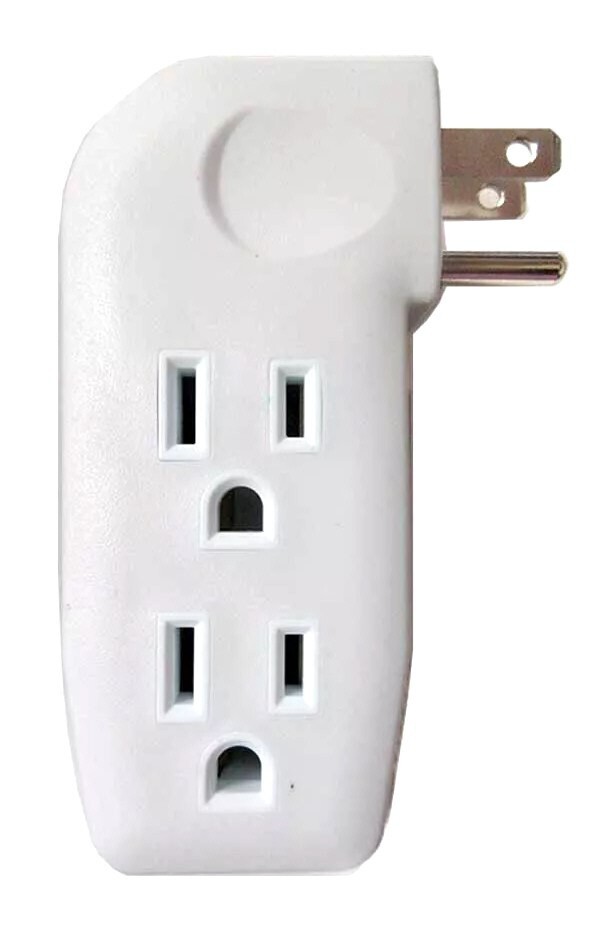 3 Pack "L" Style 3-Way Grounded Electrical Outlet Wall Plug Power Splitter