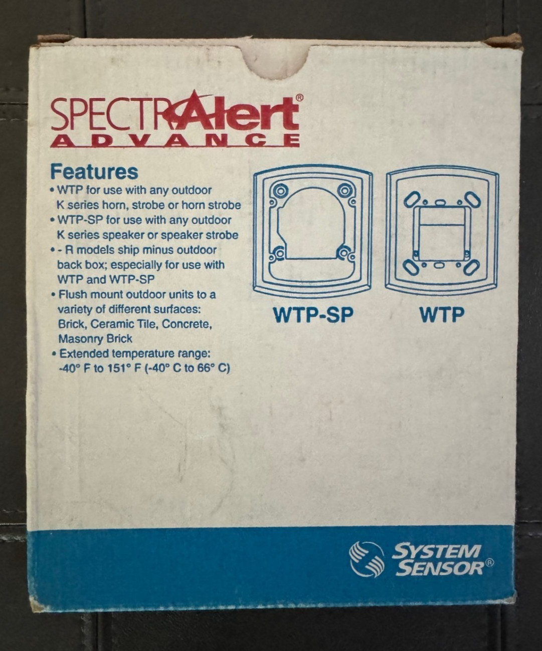 System Sensor WTP Watertight Plate-New in open box but with NO SCREWS